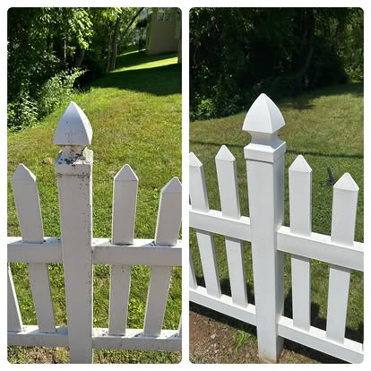 Fence cleaning before and after